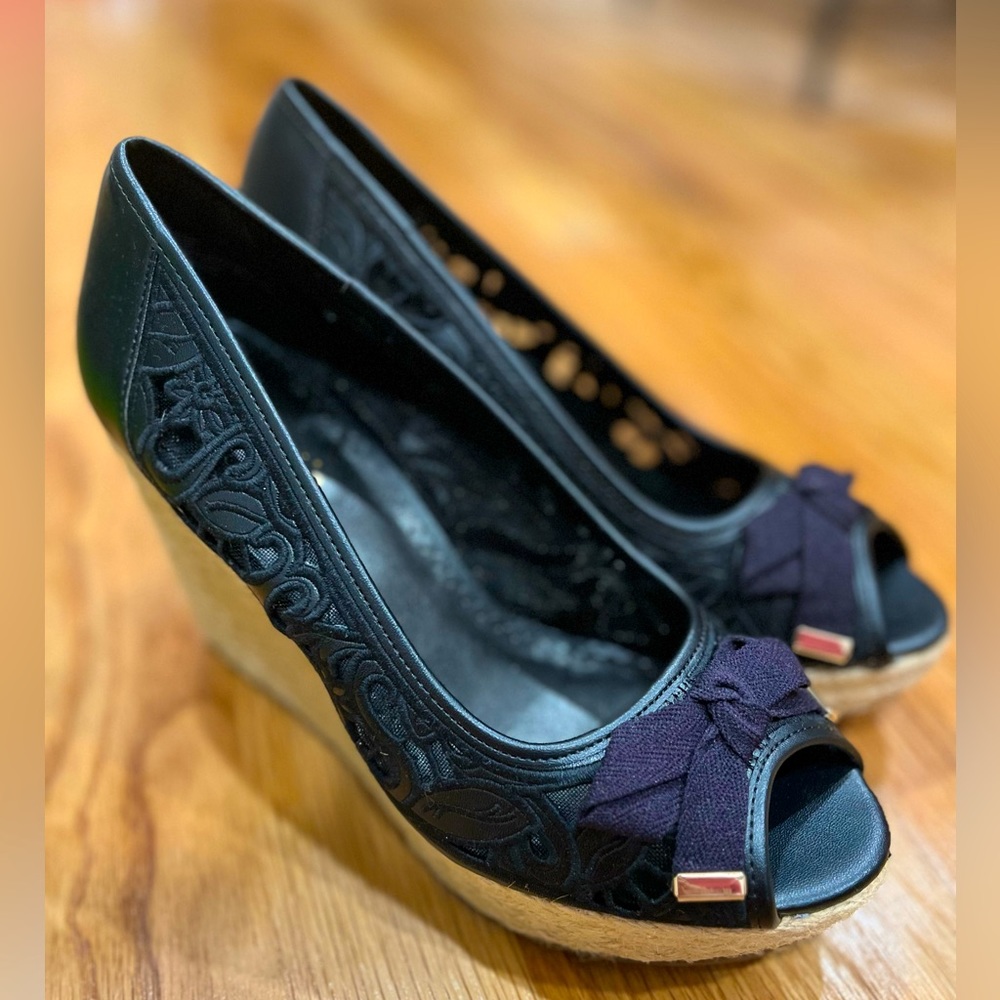 Kelly & Katie Black Wedge High Heels Size Women 8